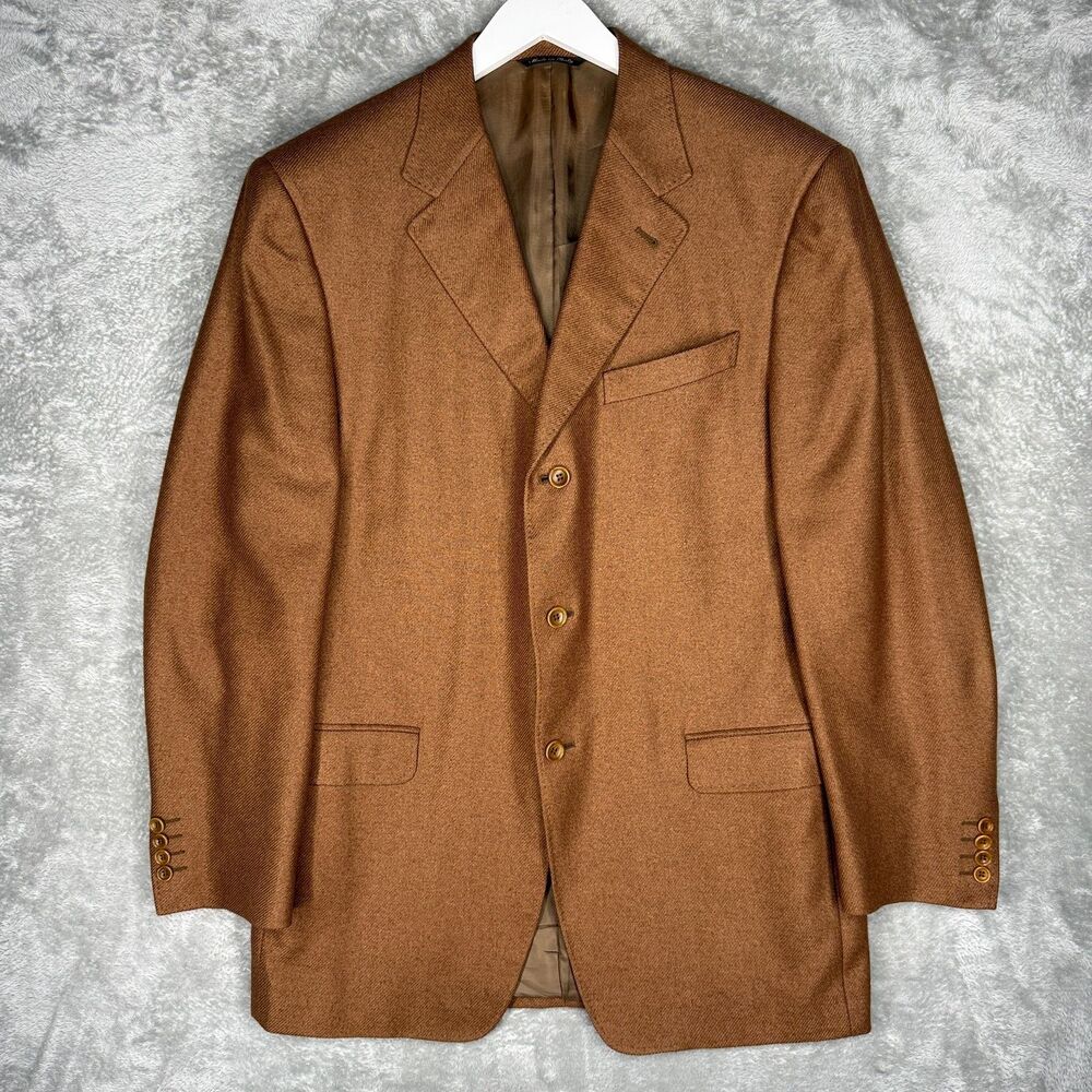 Canali Proposta Blazer Mens 54 Silk Cashmere Sport Coat Brown Italy 3 Button